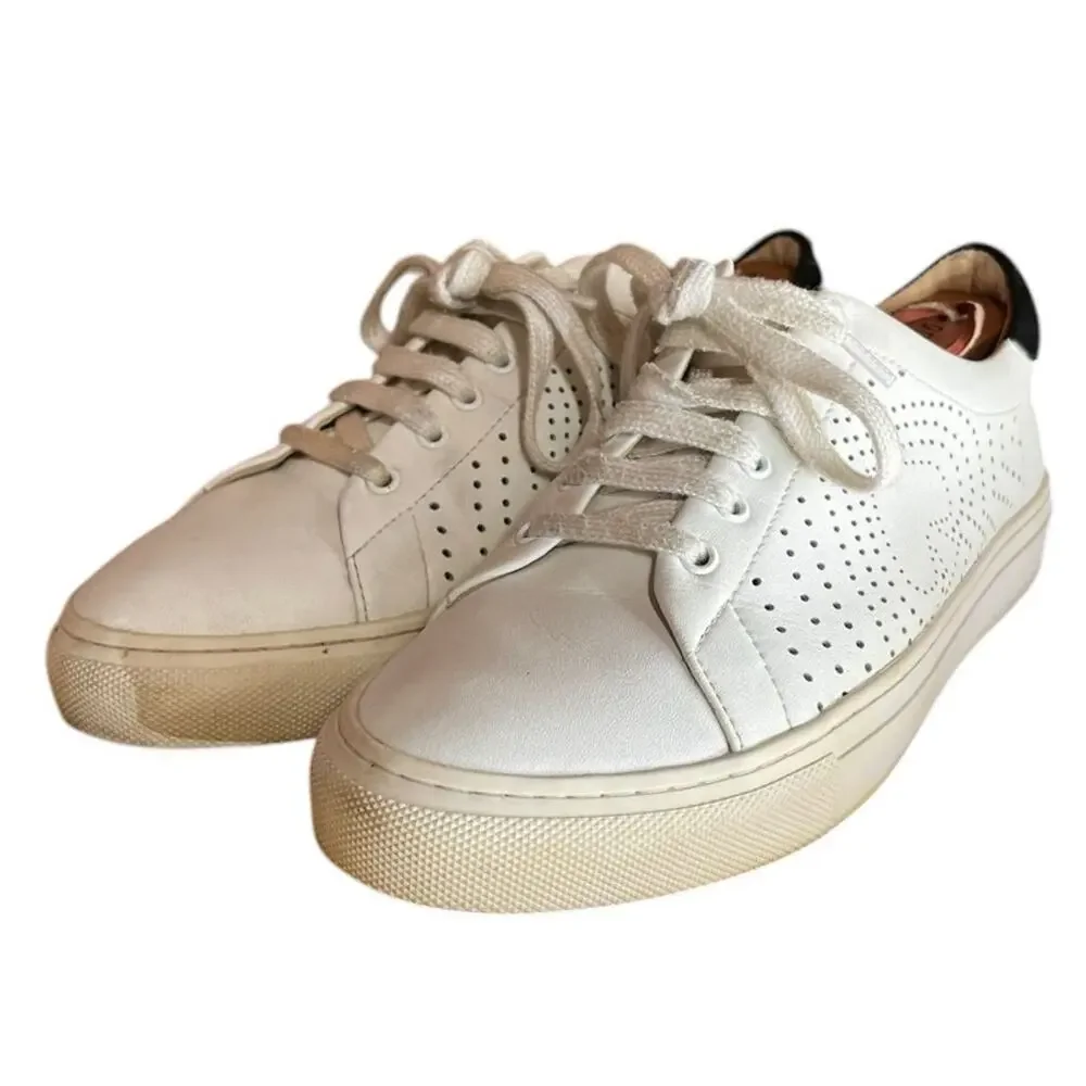 Womens Kate Spade Aaron Perforated Leather Athletic Tennis Sneaker SZ 9.5 White - Picture 2 of 6